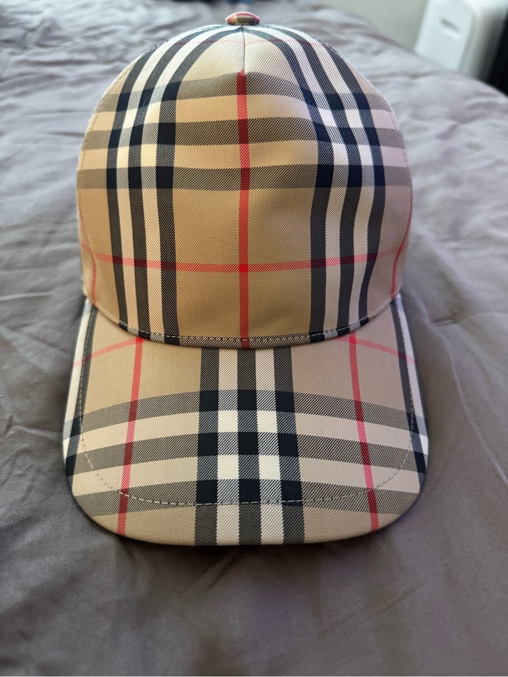 Burberry Vintage Check Logo Rubber Patch Baseball Cap – Soft Fawn